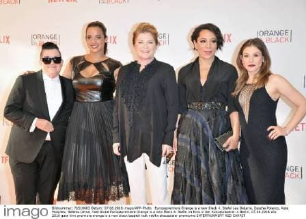 Europapremiere Orange is a new Black 4. Stafel Lea DeLaria, Dascha Polanco, Kate Mulgrew, Selenis Leyva, Yael Stone Europapremiere Orange is a new Black 4. Stafel im Kino in der Kulturbrauerei in Berlin, 07.06.2016