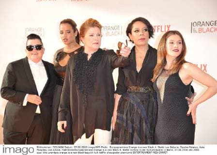 Europapremiere Orange is a new Black 4. Stafel Lea DeLaria, Dascha Polanco, Kate Mulgrew, Uzo Aduba, Yael Stone Europapremiere Orange is a new Black 4. Stafel im Kino in der Kulturbrauerei in Berlin, 07.06.2016
