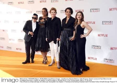 Lea DeLaria, Dascha Polanco, Kate Mulgrew, Selenis Leyva und Yael Stone bei der Europapremiere der 4. Staffel der Netflix TV-Serie Orange Is the New Black in der Kulturbrauerei. Berlin, 07.06.2016 Foto:xFredericx xFuturexImage