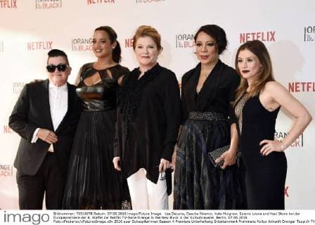 Lea DeLaria, Dascha Polanco, Kate Mulgrew, Selenis Leyva und Yael Stone bei der Europapremiere der 4. Staffel der Netflix TV-Serie Orange Is the New Black in der Kulturbrauerei. Berlin, 07.06.2016 Foto:xFredericx xFuturexImage