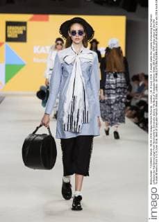 London, UK. 8 June 2016. A model walks the runway showcasing the fashion collection by Katherine Leigh from Northumbria University during The Best of Graduate Fashion Week 2016 show. GFW takes place at the Old Truman Brewery from 5 to 8 June 2016. Best of Graduate Fashion Week 2016, London, UK 