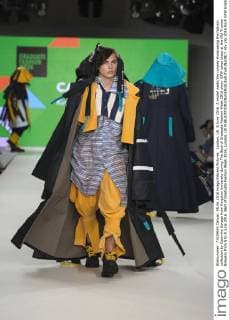 London, UK. 8 June 2016. A model walks the runway showcasing the fashion collection by Caoimhe Savage from Kingston University during The Best of Graduate Fashion Week 2016 show. GFW takes place at the Old Truman Brewery from 5 to 8 June 2016. Best of Graduate Fashion Week 2016, London, UK 