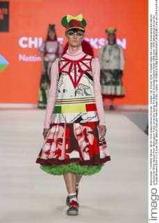 London, UK. 8 June 2016. A model walks the runway showcasing the fashion collection by Chloe Jackson from Nottingham Trent University during The Best of Graduate Fashion Week 2016 show. GFW takes place at the Old Truman Brewery from 5 to 8 June 2016. Best of Graduate Fashion Week 2016, London, UK 