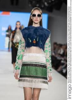 London, UK. 8 June 2016. A model walks the runway showcasing the fashion collection by Hayley Webber from Bath Spa University during The Best of Graduate Fashion Week 2016 show. GFW takes place at the Old Truman Brewery from 5 to 8 June 2016. Best of Graduate Fashion Week 2016, London, UK 