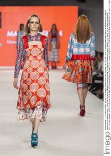 London, UK. 8 June 2016. A model walks the runway showcasing the fashion collection by Madia Boshon from the University of Northampton during The Best of Graduate Fashion Week 2016 show. GFW takes place at the Old Truman Brewery from 5 to 8 June 2016. Best of Graduate Fashion Week 2016, London, UK 
