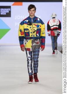 London, UK. 8 June 2016. A model walks the runway showcasing the fashion collection by Jonathan Preston Moore from the Edinburg College of Art during The Best of Graduate Fashion Week 2016 show. GFW takes place at the Old Truman Brewery from 5 to 8 June 2016. Best of Graduate Fashion Week 2016, London, UK 