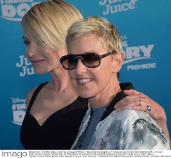 Filmpremiere Finding Dory in Hollywood Cast member Ellen DeGeneres (R), the voice of Dory and her spouse, actress Portia de Rossi attend the premiere of the animated motion picture comedy Finding Dory at the El Capitan Theatre in the Hollywood section of Los Angeles on June 8, 2016. Storyline: The friendly-but-forgetful blue tang fish reunites with her loved ones, and everyone learns a few things about the real meaning of family along the way.  LAP2016060814 JIMxRUYMEN