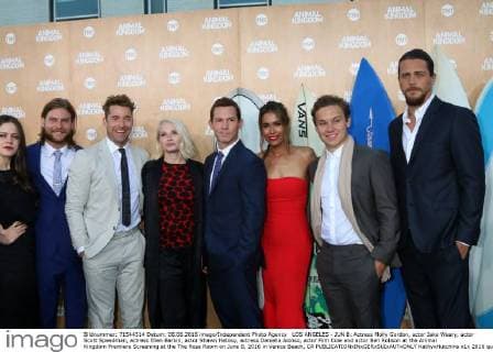 LOS ANGELES - JUN 8: Actress Molly Gordon, actor Jake Weary, actor Scott Speedman, actress Ellen Barkin, actor Shawn Hatosy, actress Daniella Alonso, actor Finn Cole and actor Ben Robson at the Animal Kingdom Premiere Screening at the The Rose Room on June 8, 2016 in Venice Beach, CA  KathyxHutchins