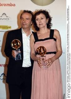 Foto IPP GioiaxBotteghi Roma 09 06 2016 - Foto IPP GioiaxBotteghi Rome 09 06 2016 in the picture Roberto Benigni and his wife Nicoletta Braschi with the Lifetime Achievement Award  0