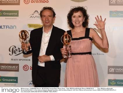 Foto IPP GioiaxBotteghi Roma 09 06 2016 - Foto IPP GioiaxBotteghi Rome 09 06 2016 in the picture Roberto Benigni and his wife Nicoletta Braschi with the Lifetime Achievement Award  0