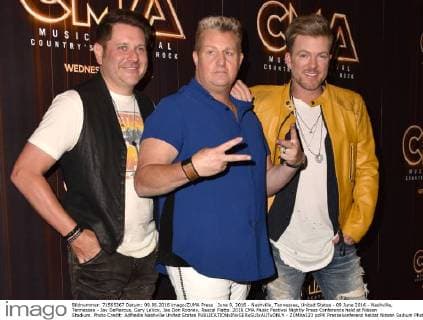June 9, 2016 - Nashville, Tennessee, United States - 09 June 2016 - Nashville, Tennessee - Jay DeMarcus, Gary LeVox, Joe Don Rooney, Rascal Flatts. 2016 CMA Music Festival Nightly Press Conference held at Nissan Stadium. Photo Credit: AdMedia Nashville United States - ZUMAa123