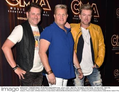 June 9, 2016 - Nashville, Tennessee, United States - 09 June 2016 - Nashville, Tennessee - Jay DeMarcus, Gary LeVox, Joe Don Rooney, Rascal Flatts. 2016 CMA Music Festival Nightly Press Conference held at Nissan Stadium. Photo Credit: AdMedia Nashville United States - ZUMAa123