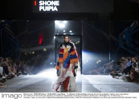 A collection of Shone Puipia pictured during the graduation fashion show showcasing the creations of the fourth year students of the fashion department of the Royal Academy of Fine Arts - AP Hogeschool, at Parkloods, in Antwerp, Friday 10 June 2016.  KRISTOFxVANxACCOM 04869293