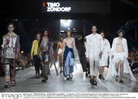 A collection of Timo Zundorf pictured during the graduation fashion show showcasing the creations of the fourth year students of the fashion department of the Royal Academy of Fine Arts - AP Hogeschool, at Parkloods, in Antwerp, Friday 10 June 2016.  KRISTOFxVANxACCOM 04869299