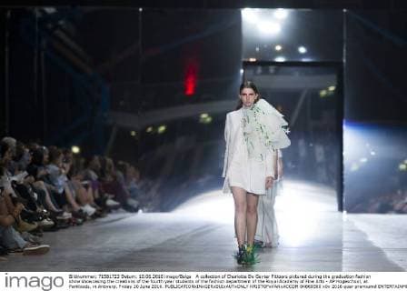 A collection of Charlotte De Geyter Pittoors pictured during the graduation fashion show showcasing the creations of the fourth year students of the fashion department of the Royal Academy of Fine Arts - AP Hogeschool, at Parkloods, in Antwerp, Friday 10 June 2016.  KRISTOFxVANxACCOM 04869300