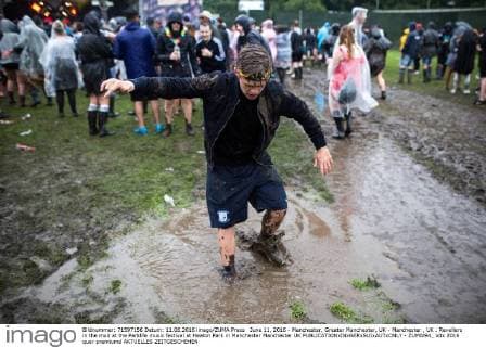 June 11, 2016 - Manchester, Greater Manchester, UK - Manchester , UK . Revellers in the mud at the Parklife music festival at Heaton Park in Manchester Manchester UK  - ZUMAl94_