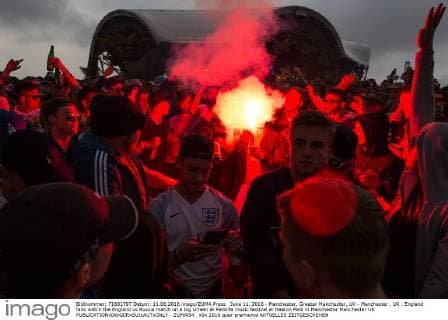 June 11, 2016 - Manchester, Greater Manchester, UK - Manchester , UK . England fans watch the England vs Russia match on a big screen at Parklife music festival at Heaton Park in Manchester Manchester UK  - ZUMAl94_
