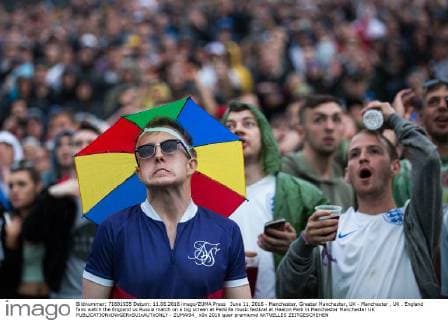 June 11, 2016 - Manchester, Greater Manchester, UK - Manchester , UK . England fans watch the England vs Russia match on a big screen at Parklife music festival at Heaton Park in Manchester Manchester UK  - ZUMAl94_