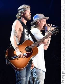 June 11, 2016 - Nashville, Tennessee, United States - 11 June 2016 - Nashville, Tennessee - Tyler Hubbard and Brian Kelley, Florida Georgia Line. 2016 CMA Music Festival Nightly Concert held at Nissan Stadium. Photo Credit: Laura Farr AdMedia Nashville United States - ZUMAa123