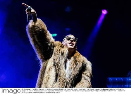 June 11, 2016 - Manchster, TN, United States - Macklemore performs on June 11, 2016, as part of the Bonnaroo music festival in Manchester, Tennessee. Manchster United States  - ZUMAn230