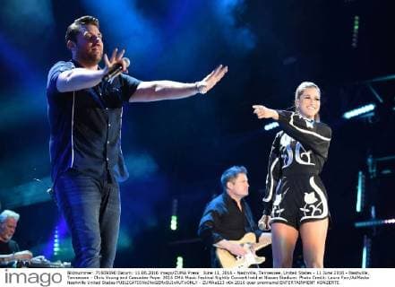 June 11, 2016 - Nashville, Tennessee, United States - 11 June 2016 - Nashville, Tennessee - Chris Young and Cassadee Pope. 2016 CMA Music Festival Nightly Concert held at Nissan Stadium. Photo Credit: Laura Farr AdMedia Nashville United States - ZUMAa123