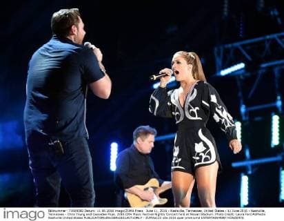 June 11, 2016 - Nashville, Tennessee, United States - 11 June 2016 - Nashville, Tennessee - Chris Young and Cassadee Pope. 2016 CMA Music Festival Nightly Concert held at Nissan Stadium. Photo Credit: Laura Farr AdMedia Nashville United States - ZUMAa123
