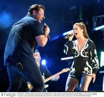 June 11, 2016 - Nashville, Tennessee, United States - 11 June 2016 - Nashville, Tennessee - Chris Young and Cassadee Pope. 2016 CMA Music Festival Nightly Concert held at Nissan Stadium. Photo Credit: Laura Farr AdMedia Nashville United States - ZUMAa123