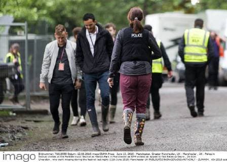 June 12, 2016 - Manchester, Greater Manchester, UK - Manchester , UK . Police in festival clothes at the Parklife music festival at Heaton Park in Manchester as GMP extend an appeal to find Rebecca Dacre , 26 from Ulverston , who went missing during the festival last night (11th June 2016) Manchester UK  - ZUMAl94_