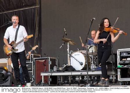 June 12, 2016 - Manchester, Tennessee, U.S - JASON ISBELL, CHAD GAMBLE and AMANDA SHIRES (L-R) perform live at Great Stage Park during Bonnaroo Music and Arts Festival in Manchester, Tennessee Manchester U.S. - ZUMAs135