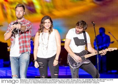June 17, 2016 - Chicago, Illinois, U.S - CHARLES KELLEY, HILLARY SCOTT and DAVE HAYWOOD (L-R) of Lady Antebellum perform live at FirstMerit Bank Pavilsion during the Windy City LakeShake Music Festival in Chicago, Illinois Chicago U.S. - ZUMAs135