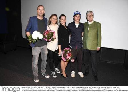 Patrick Wolff, Mia Maariel Meyer, Karolina Lodyga, Matti Schmidt-Schaller und Christian Wolff bei der Premiere des Kinofilms Treppe aufwärts im Monopol Kino. München, 17.06.2016 Foto:xP.xSchönbergerx xFuturexImage