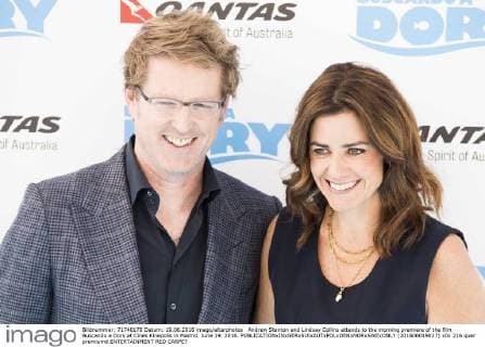 Andrew Stanton and Lindsay Collins attends to the morning premiere of the film Buscando a Dory at Cines Kinepolis in Madrid. June 19. 2016.  (201606019027)