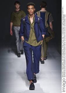 MILAN, June 19, 2016 -- A model presents a creation of Salvatore Ferragamo men s Spring-Summer 2016-2017 collection, part of the Milan Fashion Week in Milan, Italy, on June 19, 2016. ) ITALY-MILAN-FASHION WEEK-MEN-SALVATORE FERRAGAMO jinxyu 