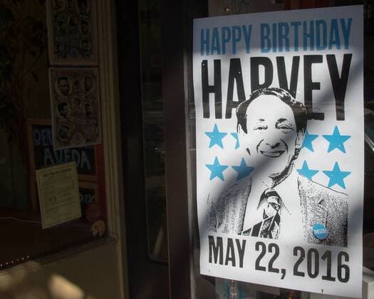 Australia: San Francisco Police increase presence in Castro A poster celebrating the birthday of Harvey Bernard Milk, the activist and first openly gay person to be elected to public office in California who died in 1978. Following the Orlando shooting San Francisco Police vow to an increased Police presence for Pride Month in Castro, the LGBTIQ district of San Francisco. FOR EDITORIAL USE ONLY.Pacific Press Agency  HughxPeterswald