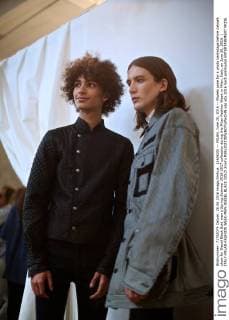 (160620) -- MILAN, June 20, 2016 -- Models pose for a photo backstage before catwalk show for Diesel Black Gold men s Spring-Summer 2016-2017 collection during the Milan Fashion Week in Milan, Italy, on June 20, 2016. ) ITALY-MILAN-FASHION WEEK-MEN-DIESEL BLACK GOLD JinxYu 