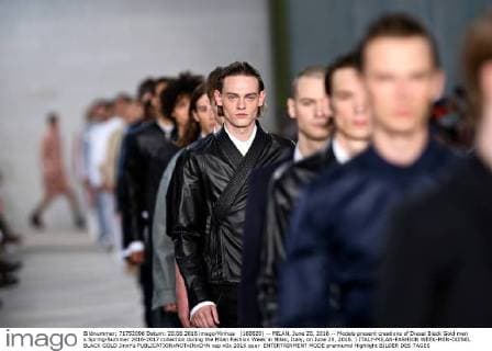 (160620) -- MILAN, June 20, 2016 -- Models present creations of Diesel Black Gold men s Spring-Summer 2016-2017 collection during the Milan Fashion Week in Milan, Italy, on June 20, 2016. ) ITALY-MILAN-FASHION WEEK-MEN-DIESEL BLACK GOLD JinxYu 