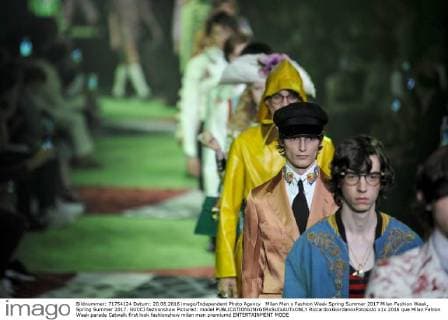 Milan Men s Fashion Week Spring Summer 2017 Milan Fashion Week, Spring Summer 2017. GUCCI fashionshow Pictured: model  RiccardoxGiordanoxFotosicki
