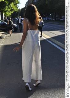 Milan: Guest attends Fendi men show Viviana Valpolicella wearing white dress during the Fendi men show.  GaetanoxPiazzolla
