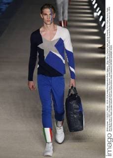Milan Men s Fashion Week Spring Summer 2017 Milan Fashion Week, Spring Summer 2017. Dirk Bikkembergs fashion show. Pictured: model  RiccardoxGiordanoxFotosicki