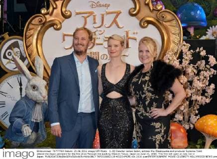 (L-R) Director James Bobin, actress Mia Wasikowska and producer Suzanne Todd attend the Japan premiere for the film Alice Through the Looking Glass in Tokyo, Japan on June 21, 2016. This film will open on July 1st in Japan.  TKP2016062119 KEIZOxMORI