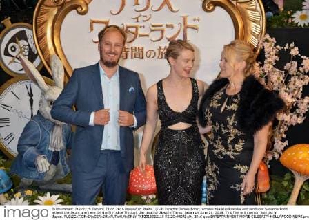 (L-R) Director James Bobin, actress Mia Wasikowska and producer Suzanne Todd attend the Japan premiere for the film Alice Through the Looking Glass in Tokyo, Japan on June 21, 2016. This film will open on July 1st in Japan.  TKP2016062118 KEIZOxMORI