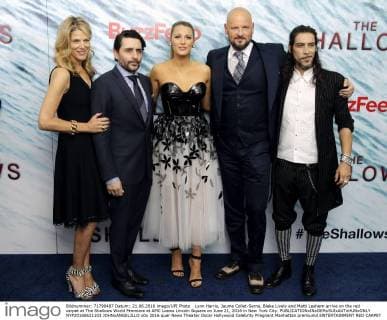 Lynn Harris, Jaume Collet-Serra, Blake Lively and Matti Leshem arrive on the red carpet at The Shallows World Premiere at AMC Loews Lincoln Square on June 21, 2016 in New York City.  NYP20160621103 JOHNxANGELILLO