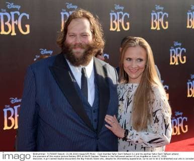 Cast member îlafur Darri îlafsson (L) and his partner îlafur Darri îlafsson attend the premiere of the motion picture fantasy BFG at the El Capitan Theatre in the Hollywood section of Los Angeles on June 21, 2016. Storyline: A girl named Sophie encounters the Big Friendly Giant who, despite his intimidating appearance, turns out to be a kindhearted soul who is considered an outcast by the other giants because, unlike them, he refuses to eat children.  LAP2016062131 JIMxRUYMEN
