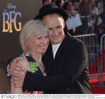 Cast member Mark Rylance and his spouse Claire van Kampen attend the premiere of the motion picture fantasy BFG at the El Capitan Theatre in the Hollywood section of Los Angeles on June 21, 2016. Storyline: A girl named Sophie encounters the Big Friendly Giant who, despite his intimidating appearance, turns out to be a kindhearted soul who is considered an outcast by the other giants because, unlike them, he refuses to eat children.  LAP2016062127 JIMxRUYMEN