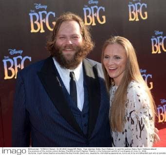 Cast member Olafur Darri Olafsson (L) and his partner Olafur Darri Olafsson attend the premiere of the motion picture fantasy The BFG at the El Capitan Theatre in the Hollywood section of Los Angeles on June 21, 2016. Storyline: A girl named Sophie encounters the Big Friendly Giant who, despite his intimidating appearance, turns out to be a kindhearted soul who is considered an outcast by the other giants because, unlike them, he refuses to eat children.  LAP2016062129 JIMxRUYMEN