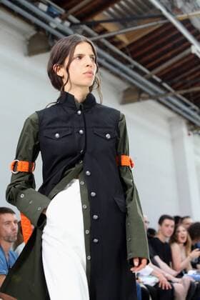 A model takes to the catwalk during the presentation of Christian Dada s show as part of the Spring-Summer 2017 Fashion Week in Paris on June 24, 2016.  PAR20160624104 MAYAxVIDON-WHITE