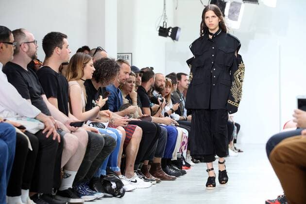 A model takes to the catwalk during the presentation of Christian Dada s show as part of the Spring-Summer 2017 Fashion Week in Paris on June 24, 2016.  PAR20160624106 MAYAxVIDON-WHITE