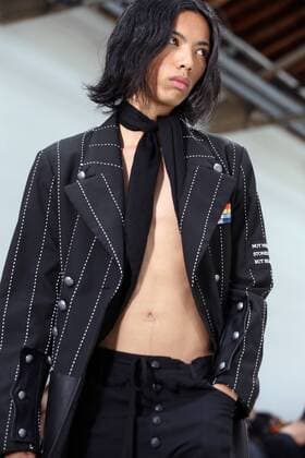 A model takes to the catwalk during the presentation of Christian Dada s show as part of the Spring-Summer 2017 Fashion Week in Paris on June 24, 2016.  PAR20160624109 MAYAxVIDON-WHITE