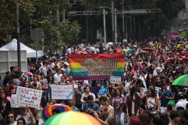 Attendees at the 38th LGTB Pride marcg in Mexico City, Mexico, 25 June 2016. EFE Sashenka Gutierrez 38TH MARCH OF THE LGTB PRIDE !ACHTUNG: NUR REDAKTIONELLE NUTZUNG!  MEX005 20160625-636024942822599049