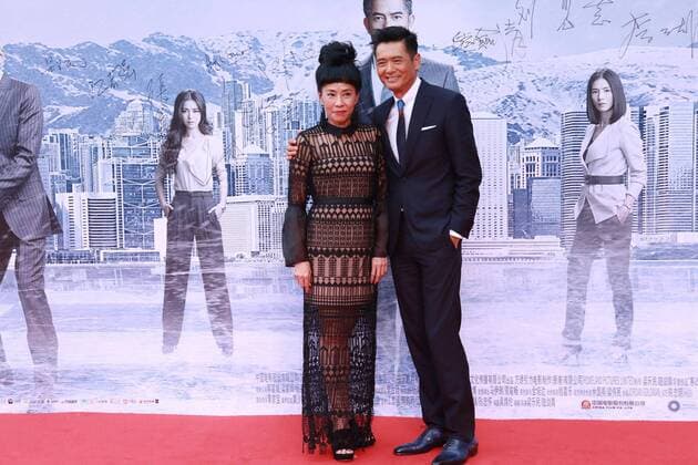 BEIJING, CHINA - JUNE 26: (CHINA OUT) Actor Chow Yun-fat and his wife Jasmine Tan attend the red carpet for Cold War 2 on June 26, 2016 in Beijing, China.  CFP487287121